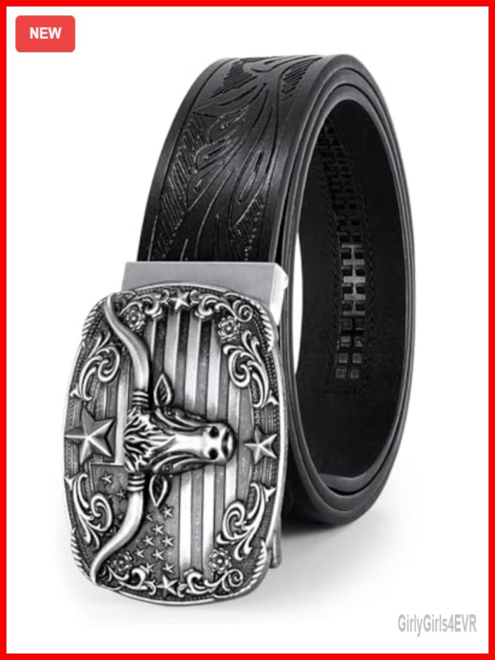Mens Ratchet Western Leather Belt Cowboy Automatic Buckle